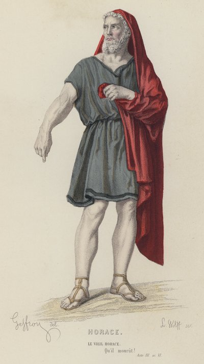 Corneille, Horace, Akt III, Szene VI (farbige Gravur) von French School