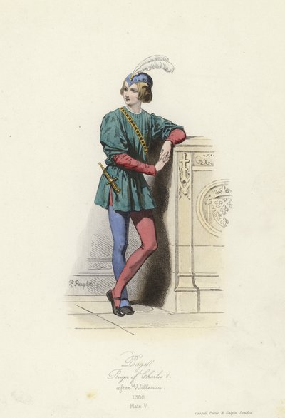 Kostüm eines Pagen, Herrschaft von Karl V. von Frankreich von French School