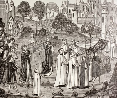 Graf Renier trägt den Körper der Heiligen Veronika zur St. Waudru Kirche in Mons, aus 