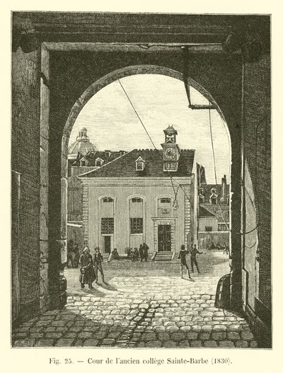 Hof des alten Collège Sainte-Barbe, 1830 von French School