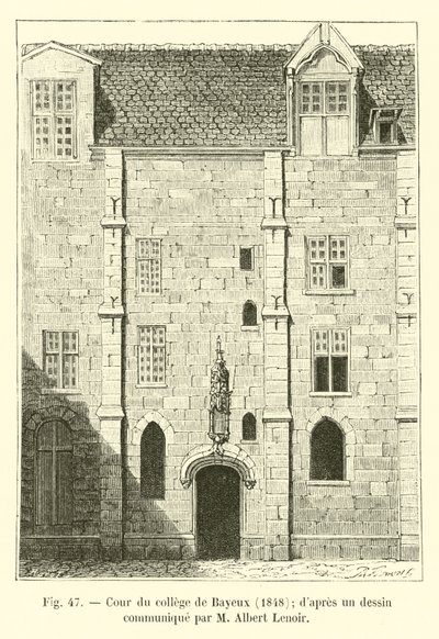 Hof des Kollegs von Bayeux, 1848, nach einer Zeichnung, mitgeteilt von M. Albert Lenoir von French School