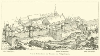 Kloster der Jakobiner und Stadtmauer unter Philipp-Auguste von French School