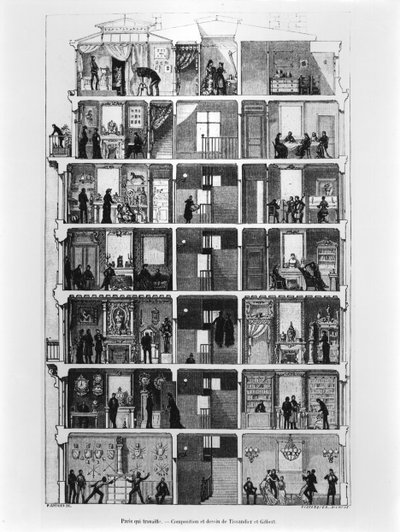Querschnitt eines Pariser Gebäudes, Illustration aus Le Magasin Pittoresque, 1883 von French School