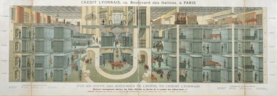 Querschnitt des Kellers des Crédit Lyonnais, Boulevard des Italiens 19, um 1878-82 von French School