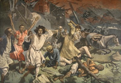 Zyklon in Mayotte, Illustration aus Le Petit Journal: Supplement illustre, 1898 von French School