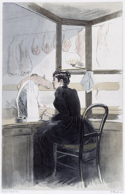 Kassiererin (beim Metzger) - in „Die Frau in Paris“ von Pierre Vidal von French School