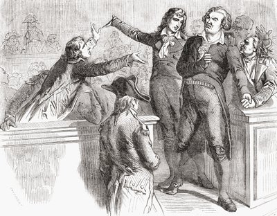 Danton und Desmoulins verteidigen sich vor dem Konvent, 30. März 1794, aus 