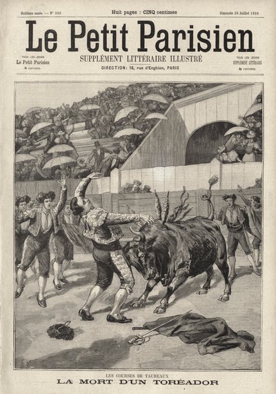 Tod des spanischen Stierkämpfers El Tito, Perpignan, Frankreich von French School
