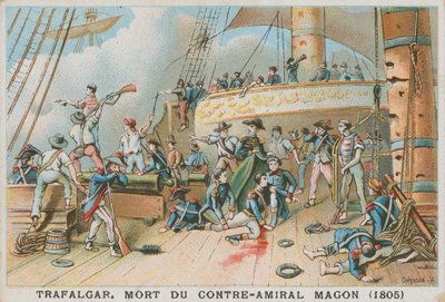 Tod des französischen Konteradmirals Magon in der Schlacht von Trafalgar, 1805 von French School