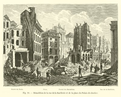 Abriss der Rue de la Barillerie und des Place du Palais-de-Justice von French School
