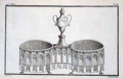 Entwurf von Pugin, aus einem Musterbuch für neoklassizistische Metallarbeiten zusammengestellt von Duhamel, ca. 1770er-80er Jahre von French School