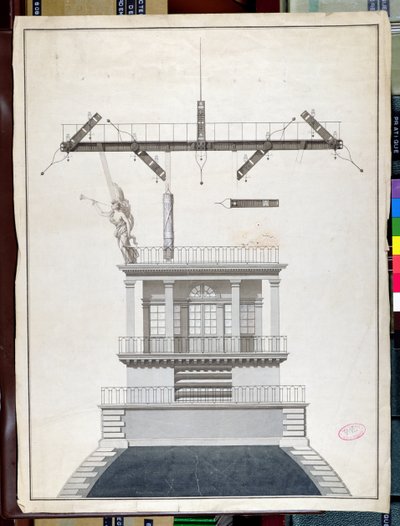 Entwurf für eine Chappe-Telegrafenstation für eine der Kuppeln des Louvre, Paris, frühes 19. Jahrhundert von French School