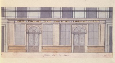 Entwurf für die Fassade des Cafe Procope, frühes 19. Jahrhundert von French School