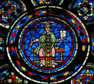 Detail des Nordrosenfensters mit Philosophie aus den Freien Künsten von French School