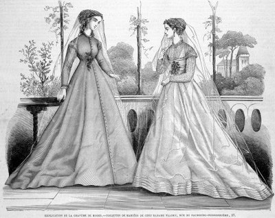 Zwei Brautkleider von Madame Fladry - in „La Mode illustrée“ vom 29.09.1867. von French School
