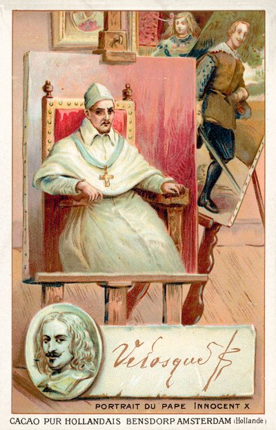Diego Velasquez, spanischer Maler, und Porträt von Papst Innozenz X. von French School