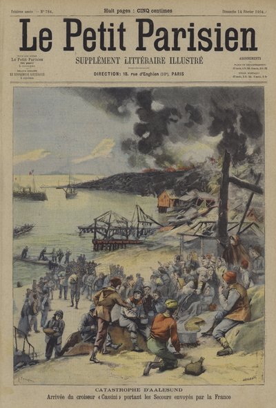 Verheerendes Feuer in Alesund, Norwegen von French School