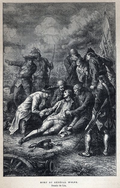 Entdecke Kanada: Tod von General James Wolfe (1727-1759), britischer Militär, in der Schlacht von Quebec am 13. September von French School