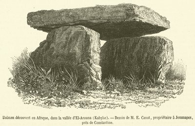Dolmen entdeckt in Afrika, im Tal von El-Arouna, Kabylie (Gravur) von French School