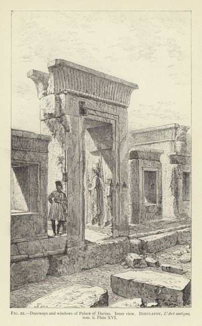 Türen und Fenster des Palastes von Darius, Innere Ansicht von French School