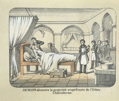 Dr. Charles Jackson (1805-80) entdeckt die anästhetischen Eigenschaften von Äther von French School