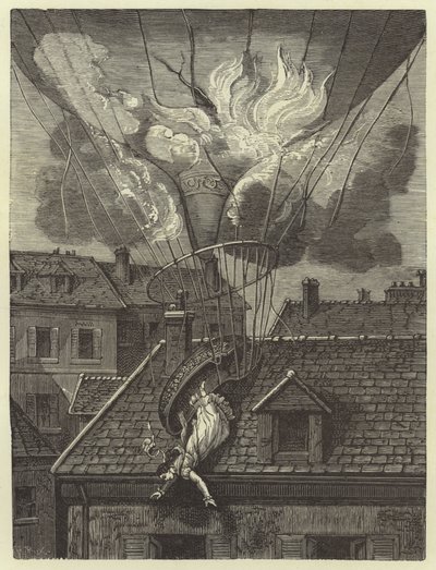 Dramatischer Tod der Aeronautin Madame Blanchard, 6. Juli 1819 von French School