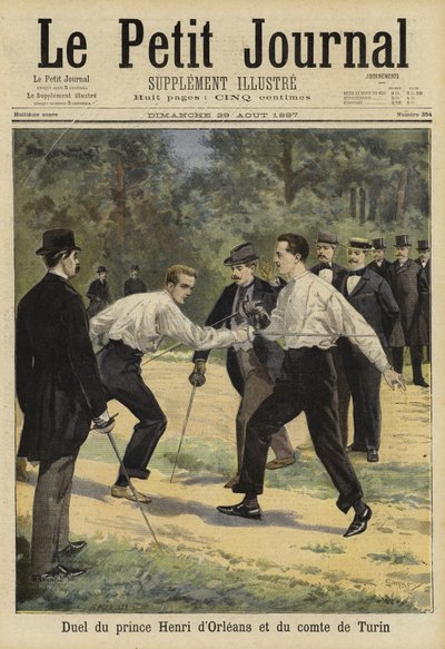 Duell zwischen Prinz Henri von Orléans und dem Grafen von Turin, Vaucresson, Frankreich, 1897 von French School