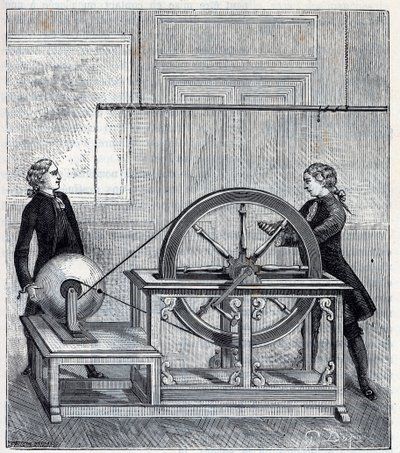 Elektrische Maschine von Francis Hauksbee, perfektioniert von Boze l