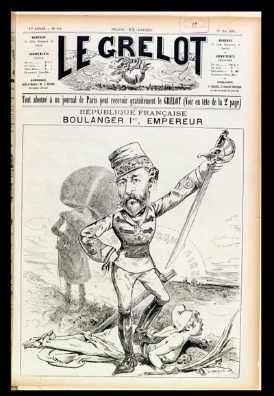 Kaiser Boulanger der Erste, Karikatur auf dem Titelblatt von Le Grelot, 29. Mai 1887 von French School