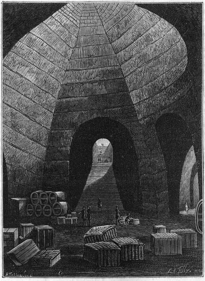 Eingang zu den Kellern des Champagnerhauses Theophile Roederer, gegründet in Reims im Jahr 1864. von French School