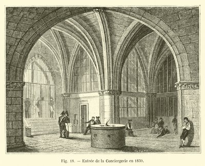 Eingang zur Conciergerie im Jahr 1830 von French School