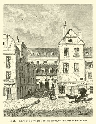 Eingang zur Force durch die Rue des Ballets, gesehen von der Rue Saint-Antoine von French School