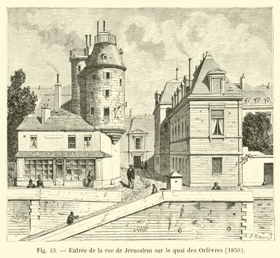 Eingang zur Rue de Jérusalem am Quai des Orfèvres, 1850 von French School
