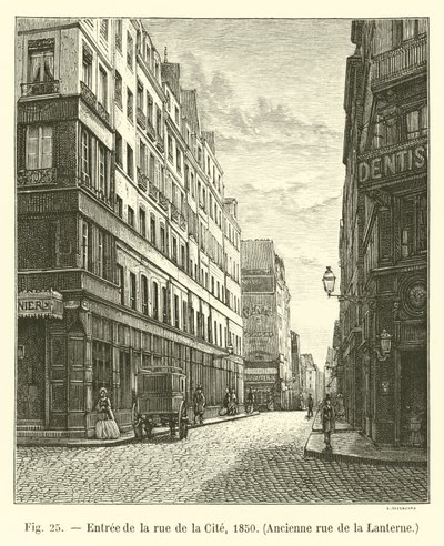 Eingang zur Rue de la Cité, 1850, ehemalige Rue de la Lanterne von French School