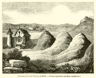 Umgebung der Stadt Uppsala, Schweden, Grabhügel der skandinavischen Götter von French School