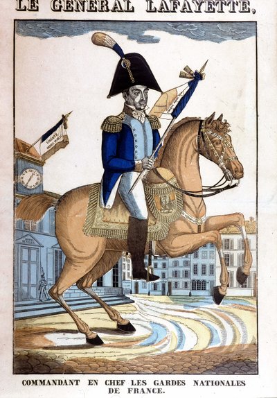 Reiterporträt von General La Fayette (Lafayette), Oberbefehlshaber der Nationalgarde von Frankreich von French School