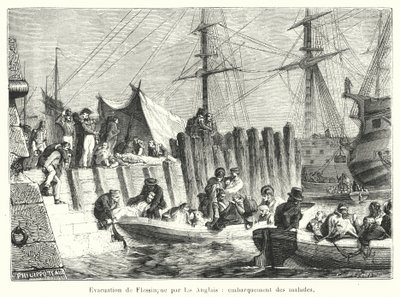 Evakuierung von Flessingue durch die Engländer, Einschiffung der Kranken von French School