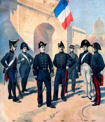 Entwicklung der Uniform der Schüler der Ecole Polytechnique de Paris und ihres Zweispitzes zwischen 1796 und 1894 von French School