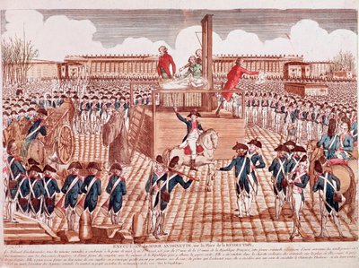 Hinrichtung von Marie Antoinette, Königin von Frankreich, Place de la Révolution, Paris, 16. Oktober 1793 (Gravur) von French School