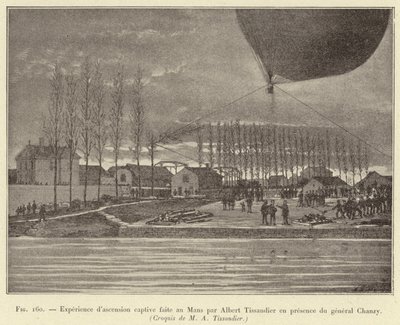 Aufstiegsexperiment in Mans von Albert Tissandier in Anwesenheit von General Chanzy von French School