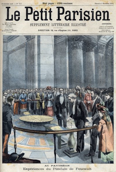 Experiment mit dem Foucaultschen Pendel im Pantheon mit Joseph Chaumié (1849-1919), französischer Politiker, Minister für öffentliche Bildung, in Le Petit Parisien von French School