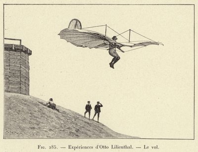 Experimente von Otto Lilienthal, der Flug von French School