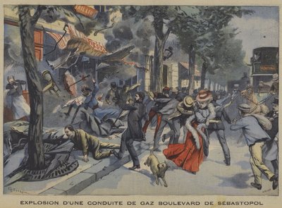 Explosion einer Gasleitung am Boulevard de Sébastopol, Paris von French School