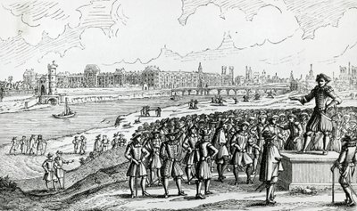 Exponent der Fronde fordert die Pariser zum Aufstand gegen Kardinal Mazarin auf von French School