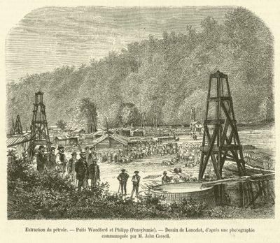 Ölförderung, Woodford- und Philipp-Brunnen, Pennsylvania von French School