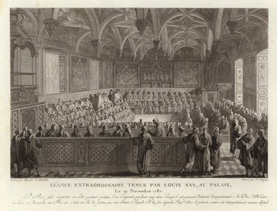 Außerordentliche Sitzung von Ludwig XVI. im Schloss von Versailles von French School