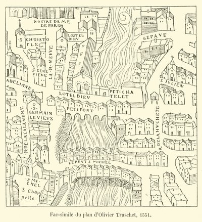 Faksimile des Plans von Olivier Truschet, 1551 von French School