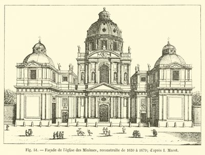 Fassade der Kirche der Minimes, wiederaufgebaut von 1630 bis 1679 (nach I. Marot) von French School