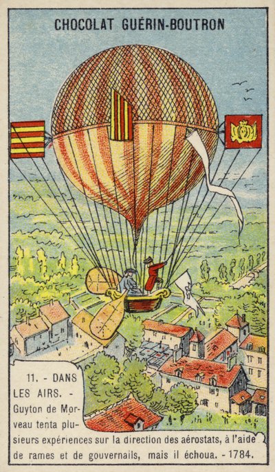 Gescheiterter Versuch von Guyton de Morveau, einen Ballon zu steuern von French School