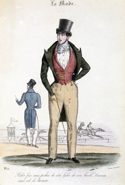 Männliche Mode im Jahr 1829 - in „Les Modes“ von French School